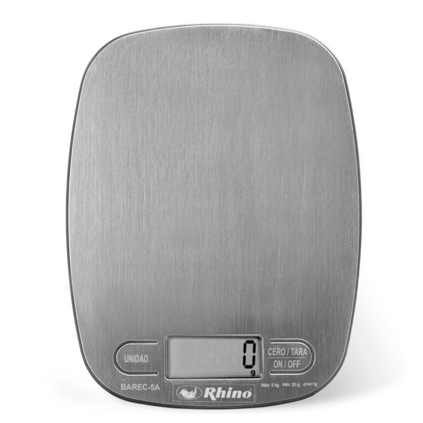 Báscula de Cocina 5 kg Redondeada Acero Inoxidable Rhino - Imagen 2